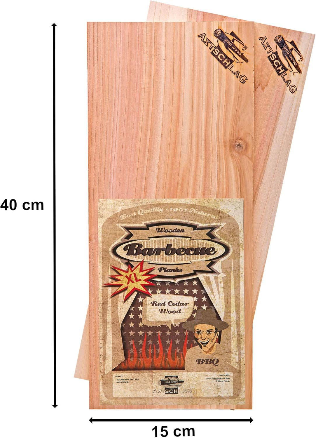 Grillbretter für aromatisches Garen, Western Red Cedar Single 400 x 150 x 11 mm