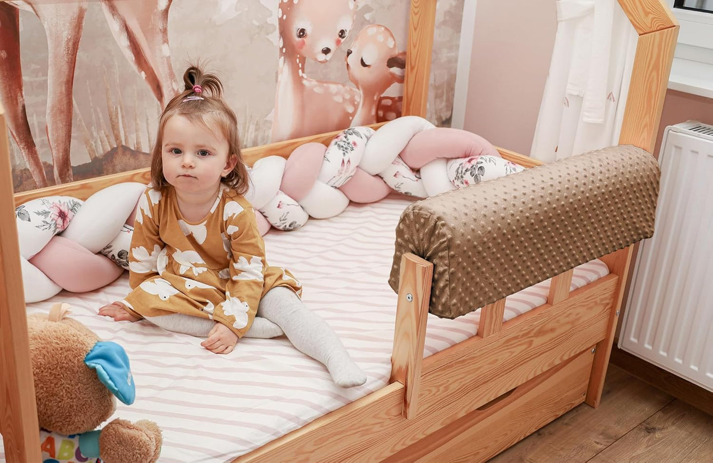 Bettkantenschutz für Kinderbetten 70 cm, Beige 70 cm