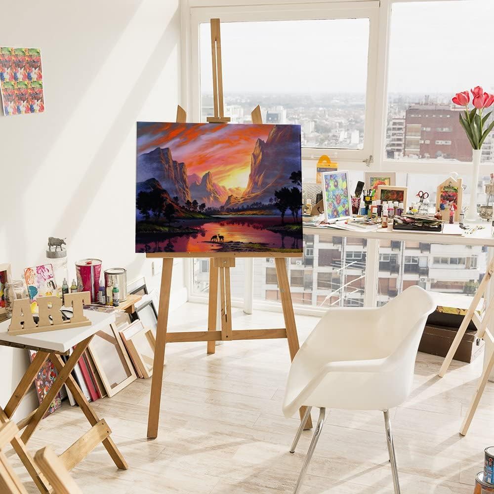 Malen nach Zahlen Set Sonnenaufgang in Savanne, Sonnenaufgang in Savanne Mit Rahmen