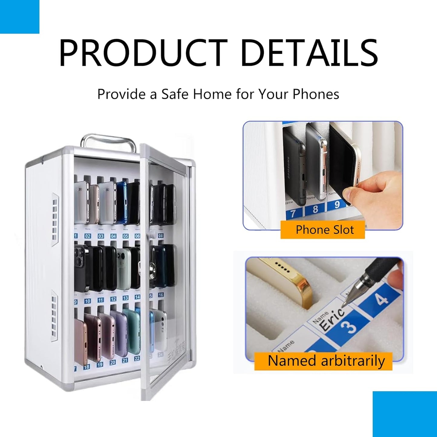 Abschliessbarer Handy Wandtresor mit 24 Slots, 1er-Pack 24 Slots