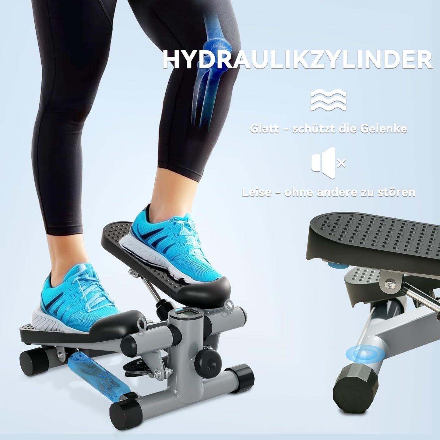 Mini-Stepper mit Power Ropes und LCD-Display