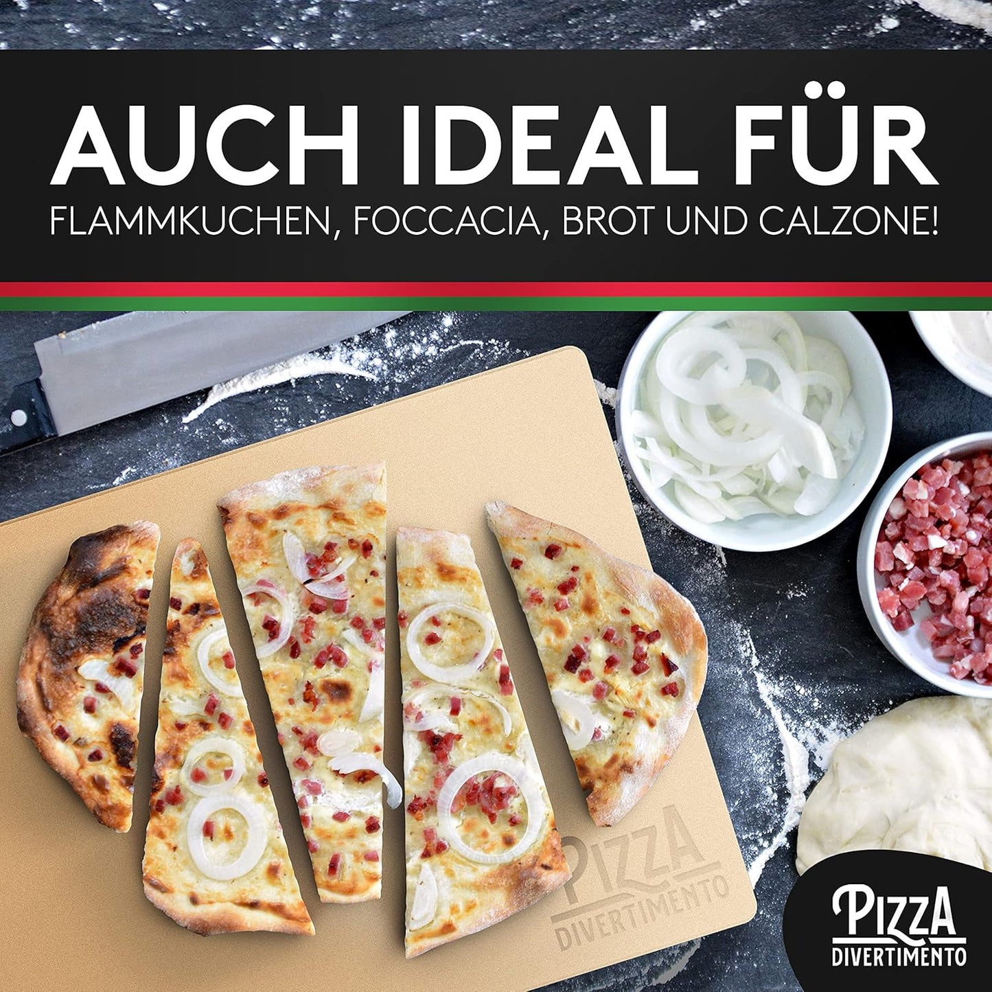 Pizzastein für Backofen & Gasgrill bis 900 °C, Grau" Oder "Beige"