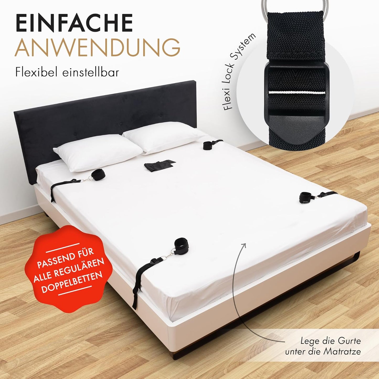 Bondage Bettfesseln-Set mit Augenbinde