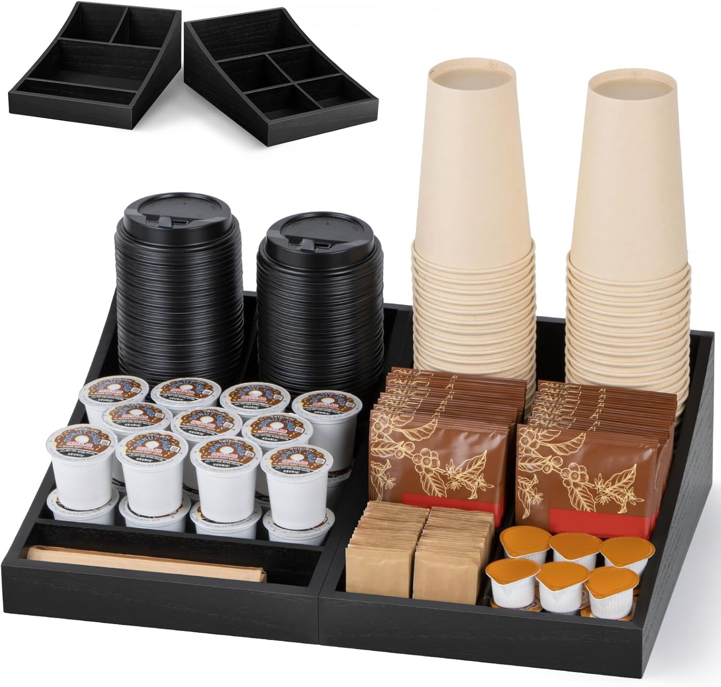 2-in-1 Kaffee-Organizer mit 9 Fächern für Kaffeestation, Zwei-in-eins (9 Fächer)