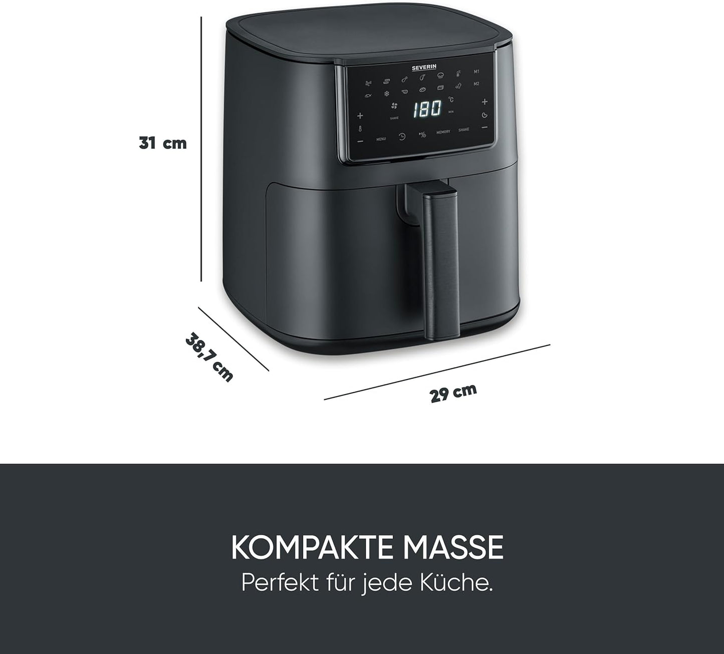 Heissluftfritteuse mit Automatikprogrammen, 7L Schwarz