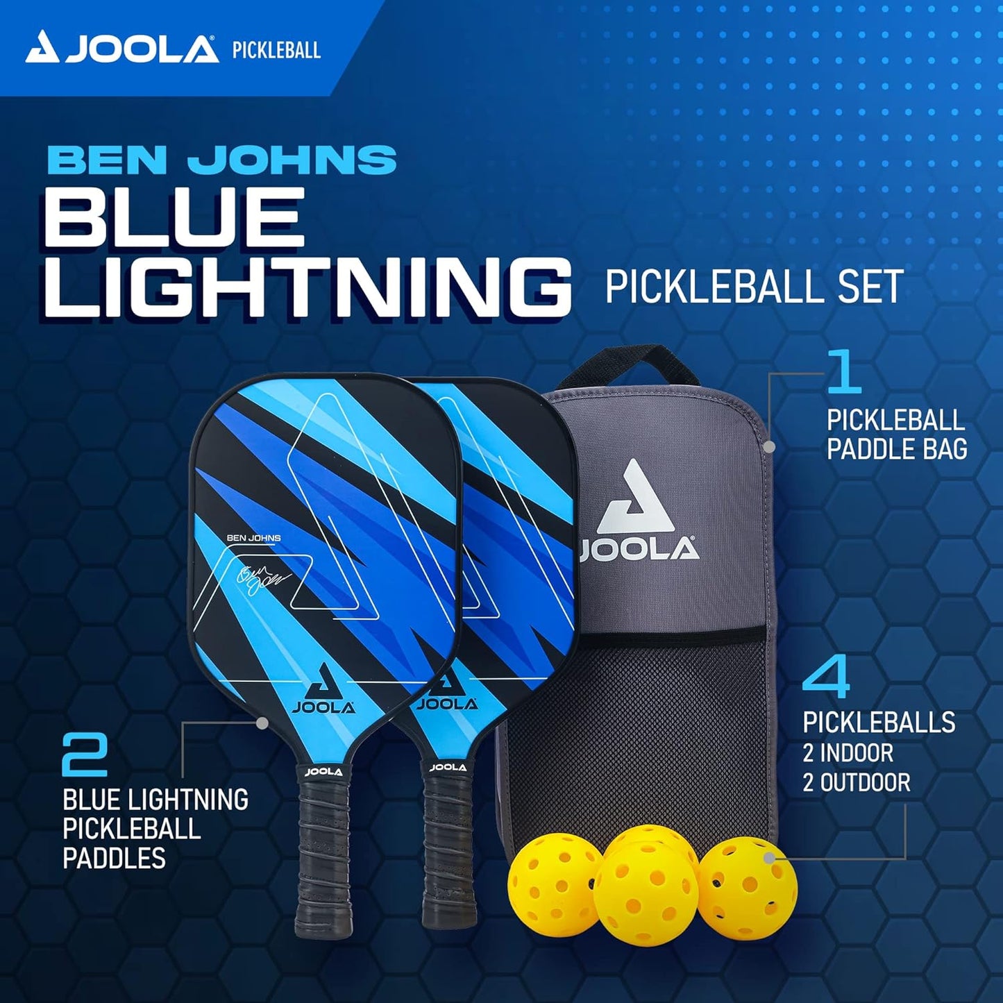 7-teiliges Pickleball Set, Blue Lightning