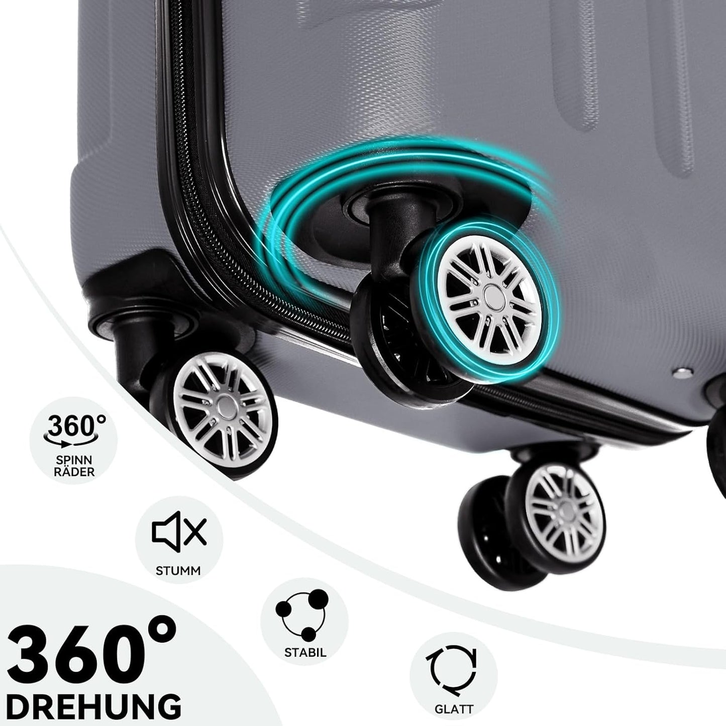 Zwillingsrollen Hardcase Handgepäcktrolley, Businessgrau ; Handgepäck (55cm)
