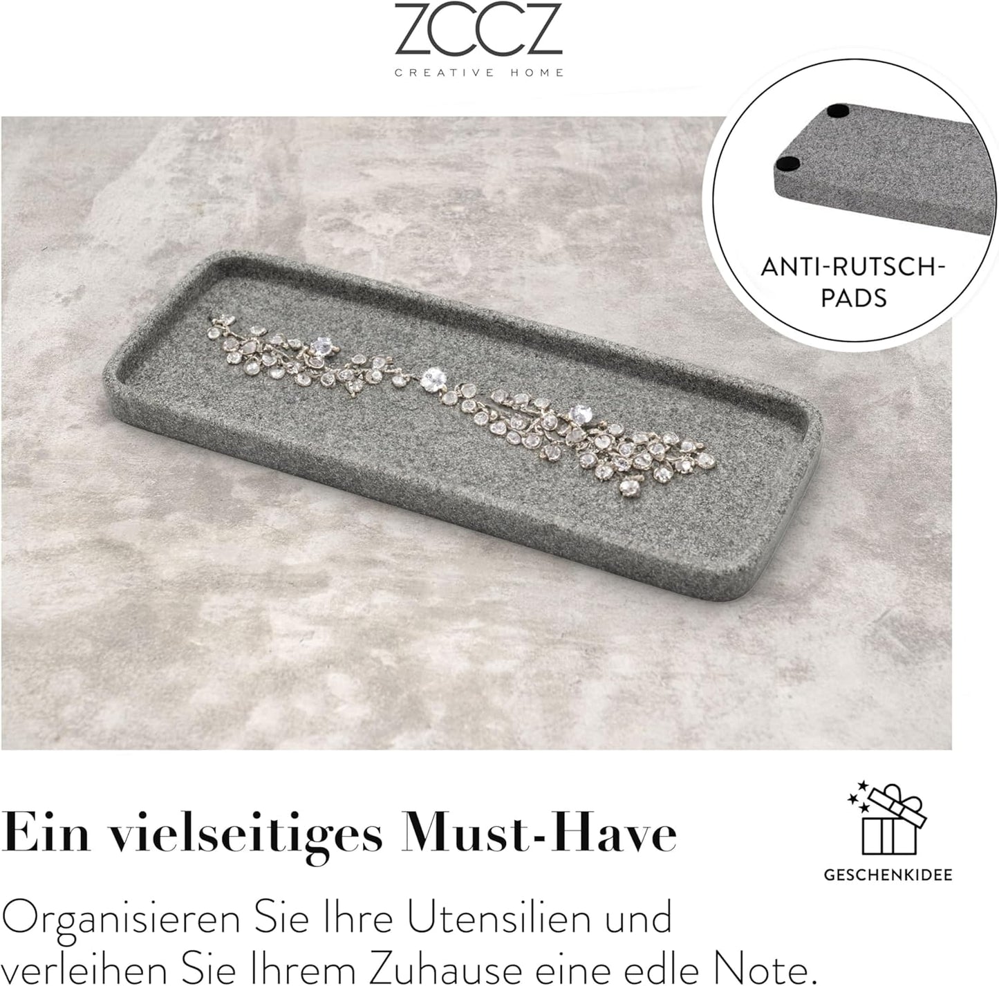 4-teiliges Badezimmer-Organizer-Set, Grau