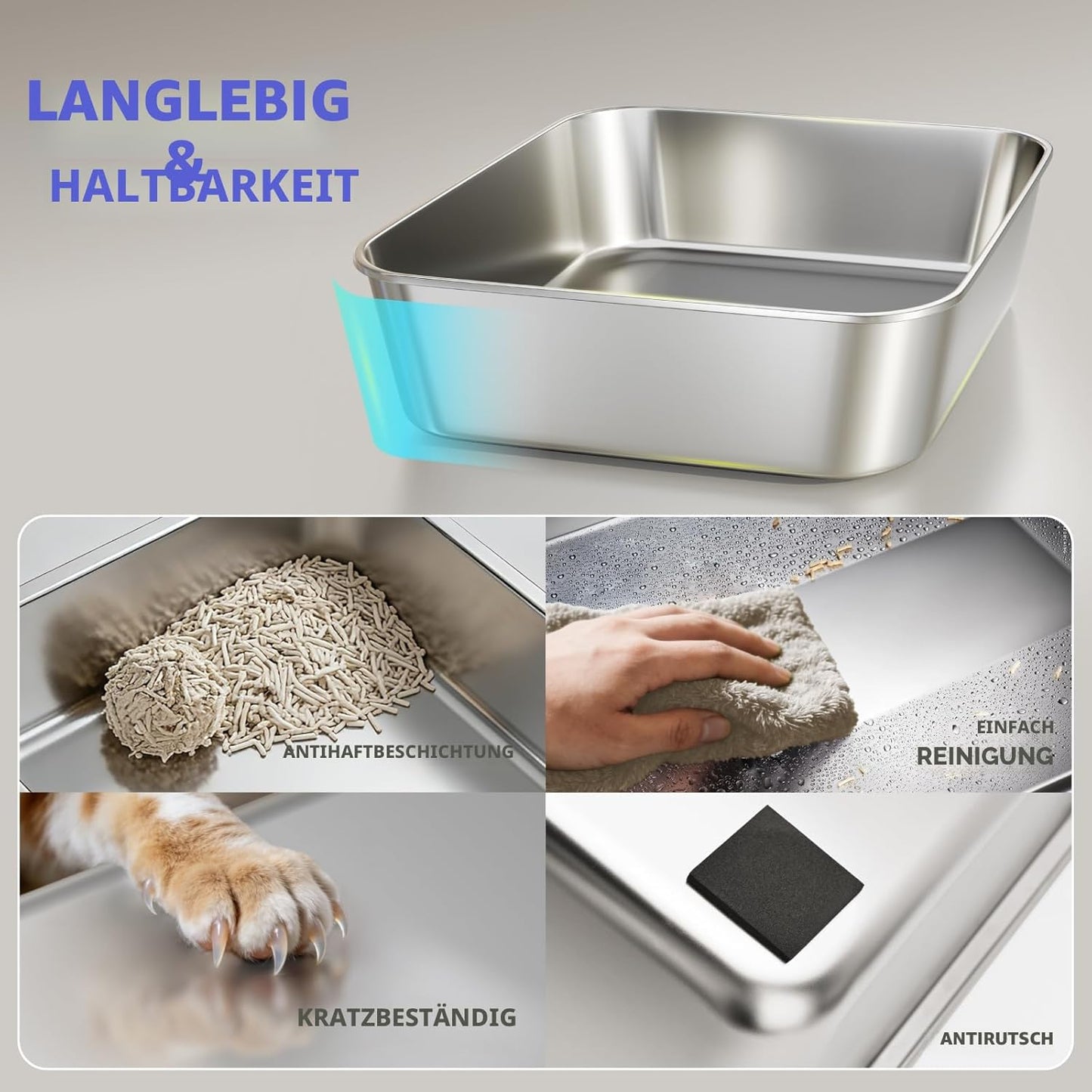 2er-Set Katzentoilette mit Schaufel, M-50x35x20cm