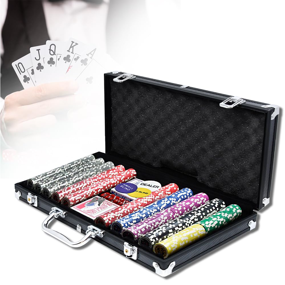 Pokerset im Aluminiumkoffer 500 Chips, Schwarz