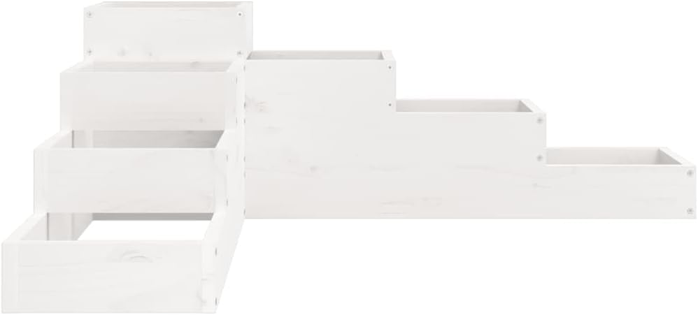 4-stufiger Blumenständer in L-Form, 106 x 104.5 x 36 cm Weisse Kiefer