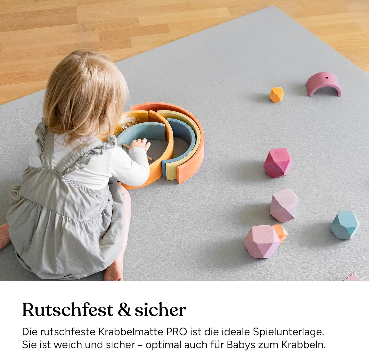 Krabbelmatte PRO Spielmatte Baby (extra dick), Beige 160 x 160 cm