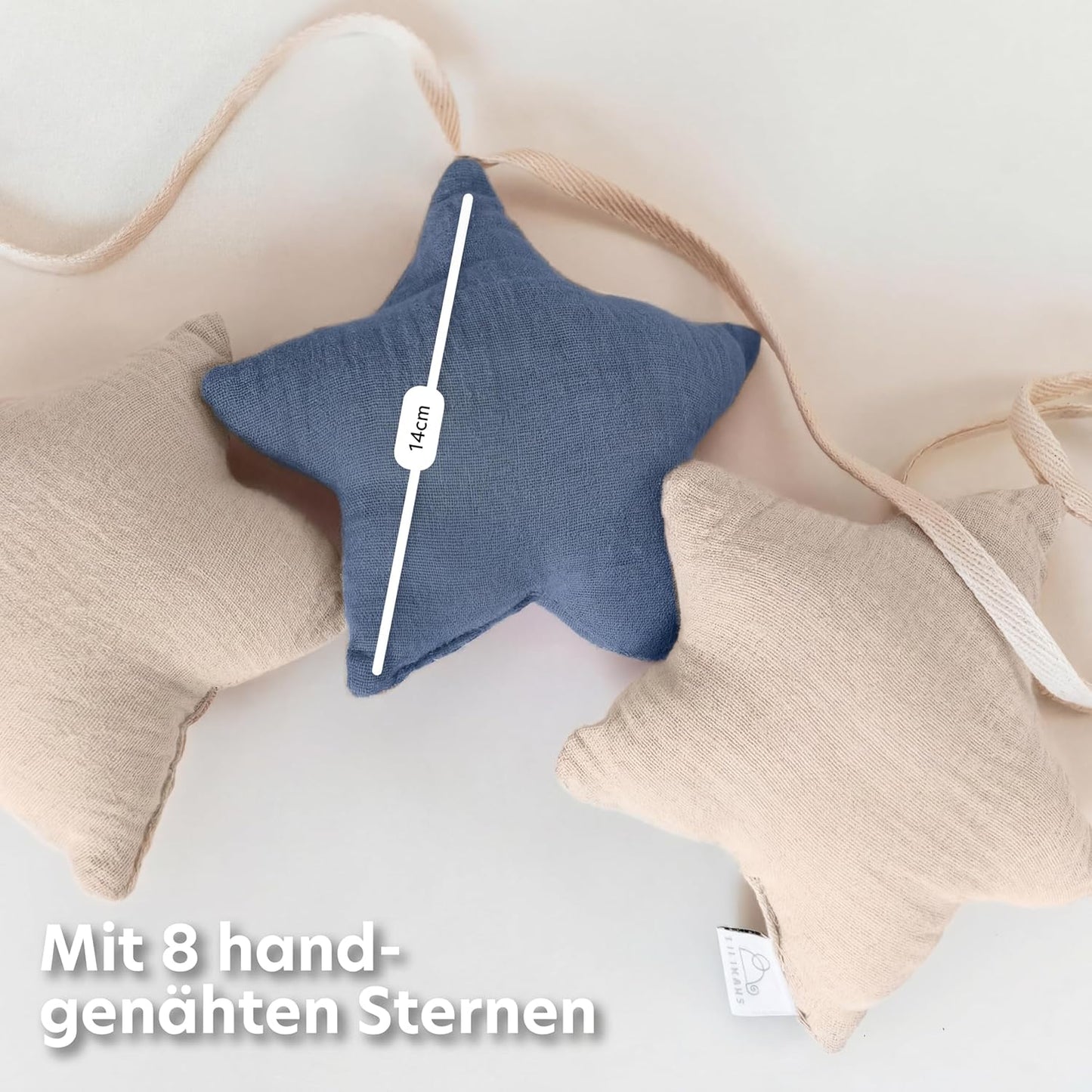 Sternenkette, Blau & Hellbeige Sterne ohne Goldapplikation