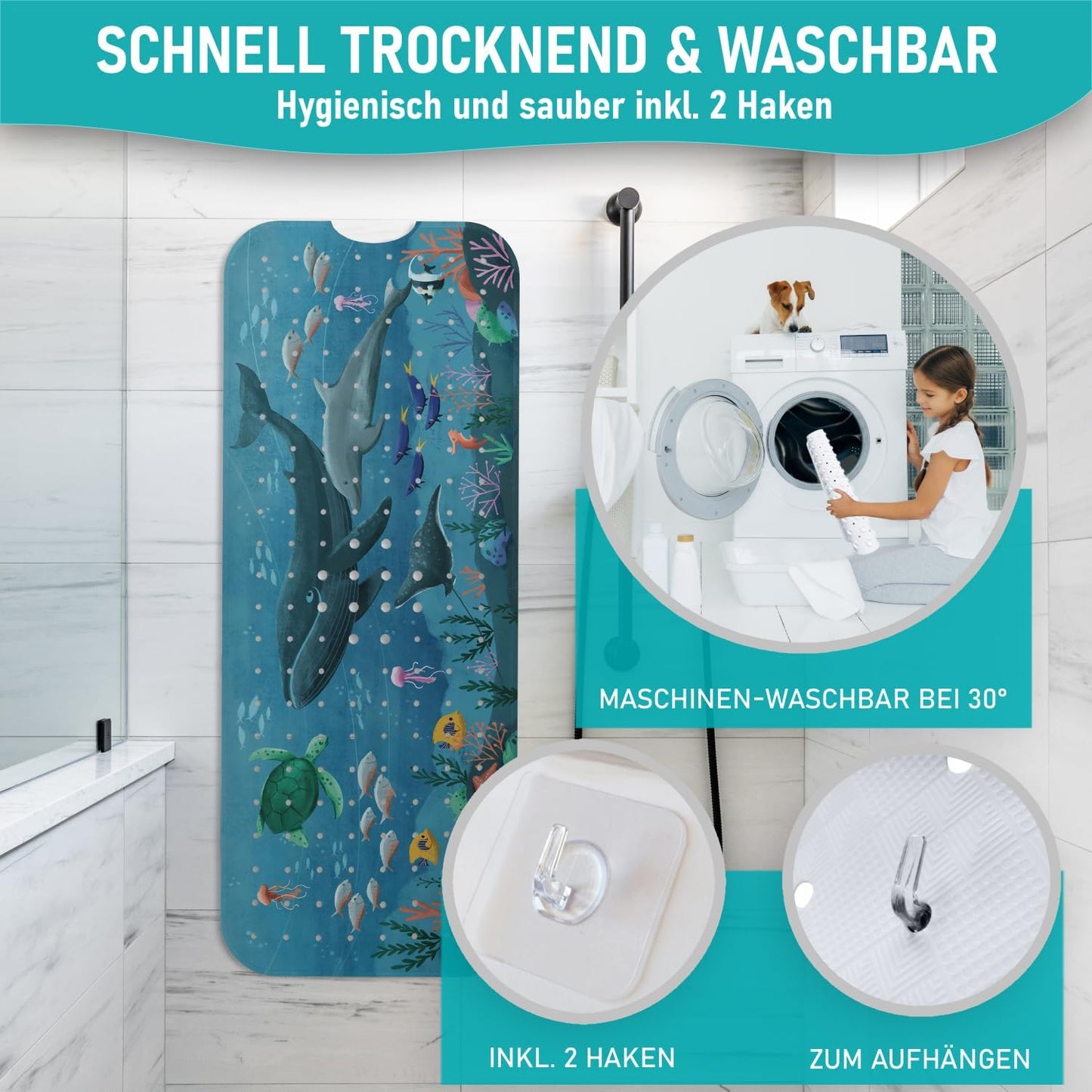 Rutschfeste Badewannenmatte, 100x40 cm, Badewannenmatte Unterwasser