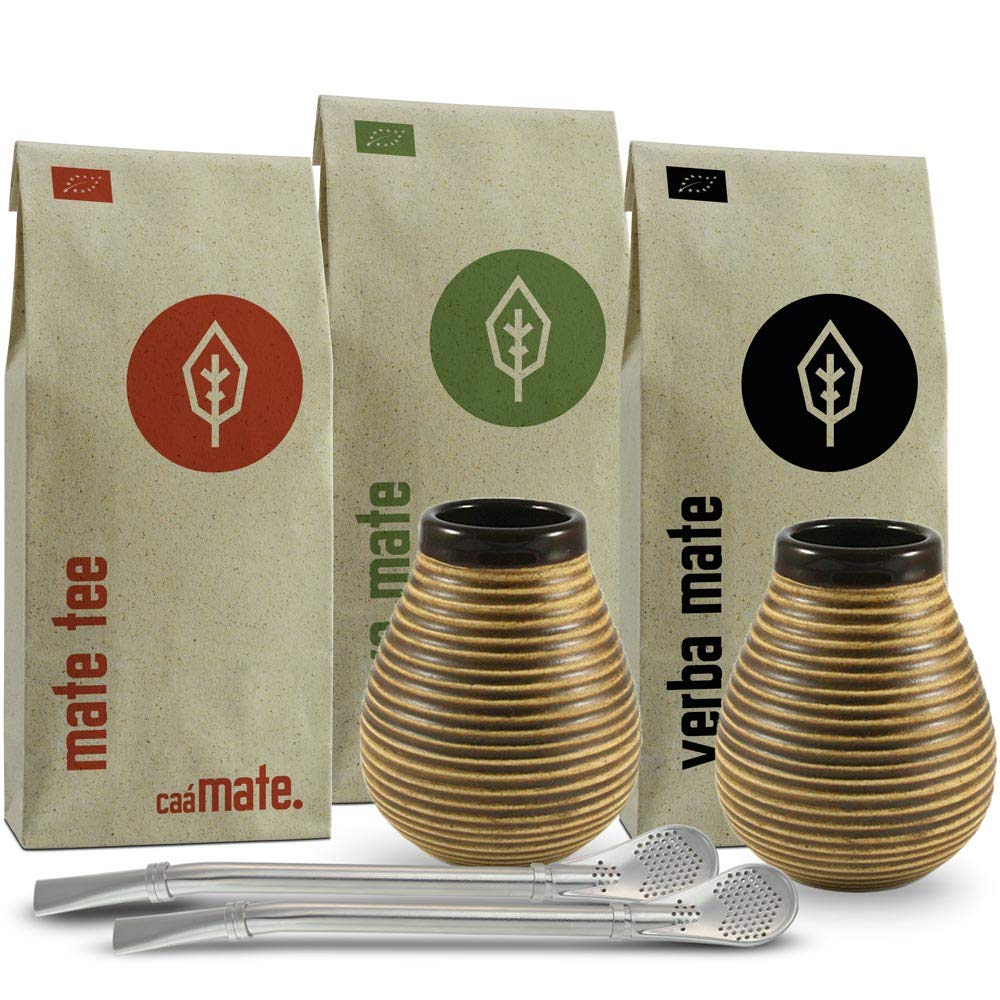 Mate Tee Set mit Bechern und Bombillas, vintage
