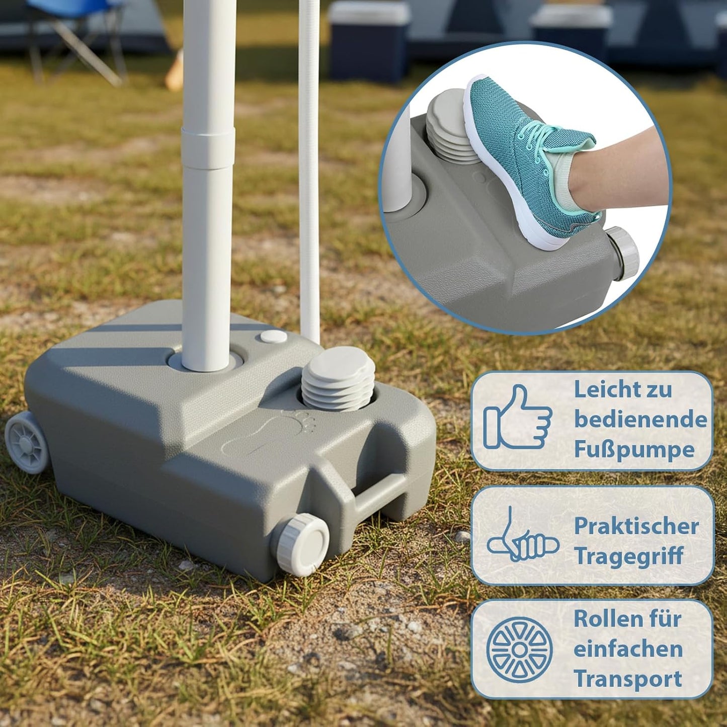 Mobiles Campingwaschbecken mit Fusspumpe