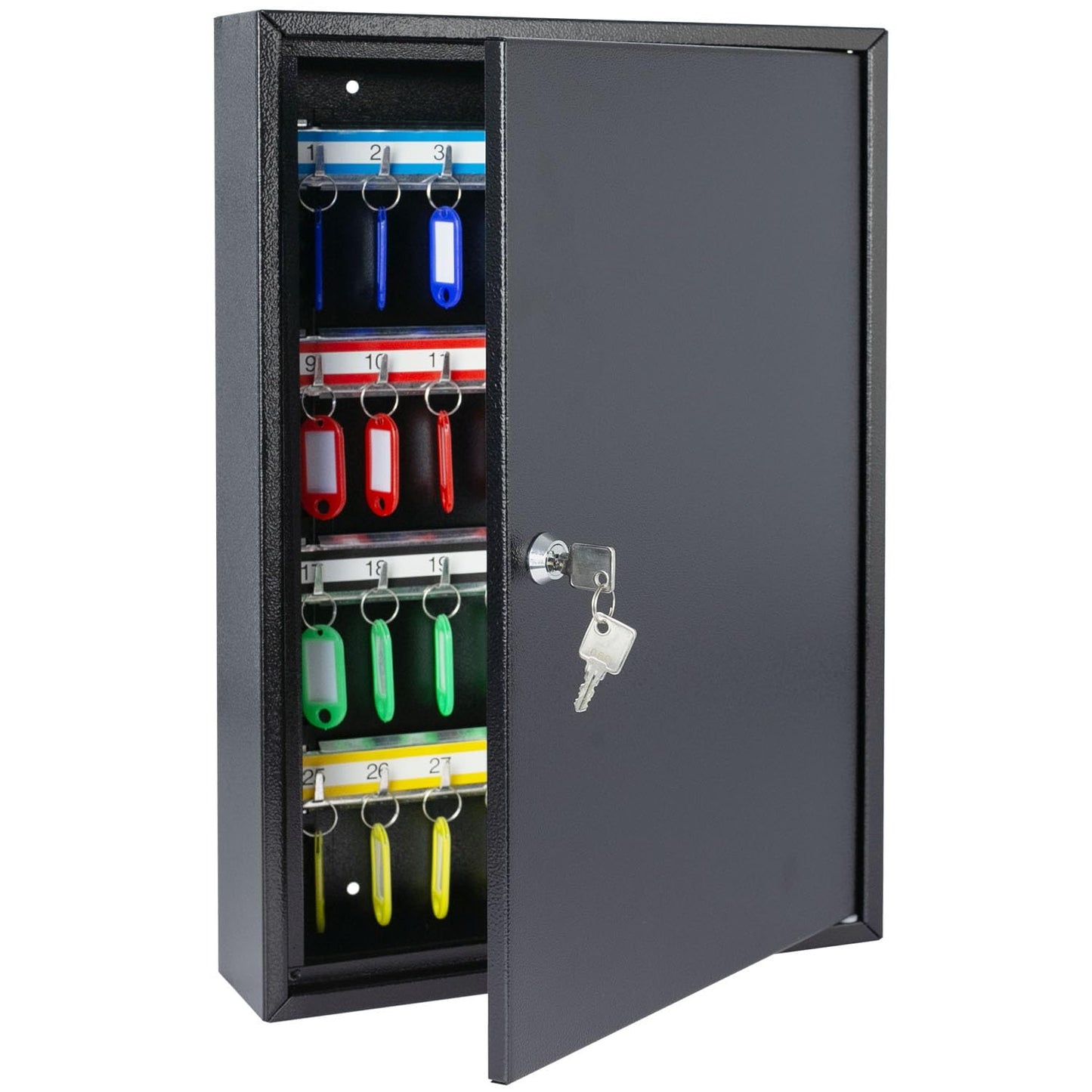 Abschliessbarer Schlüsselschrank mit 64 Haken, Schwarz 64 Haken