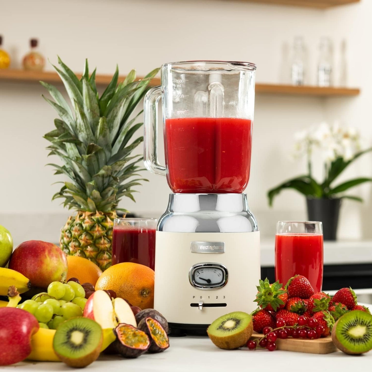 Retro Standmixer mit 1.5L Glasbehälte, Weiss