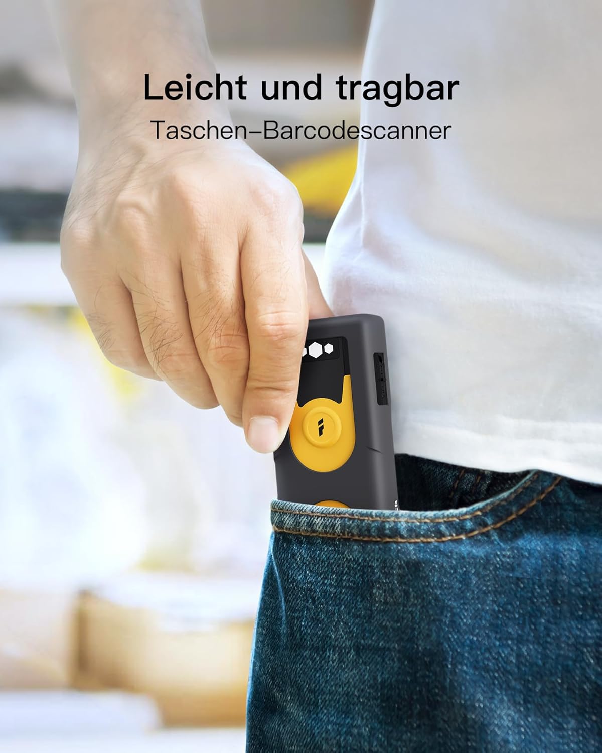 Mini Barcode Scanner BCST-42 für 2D undQR, 2D Gelb