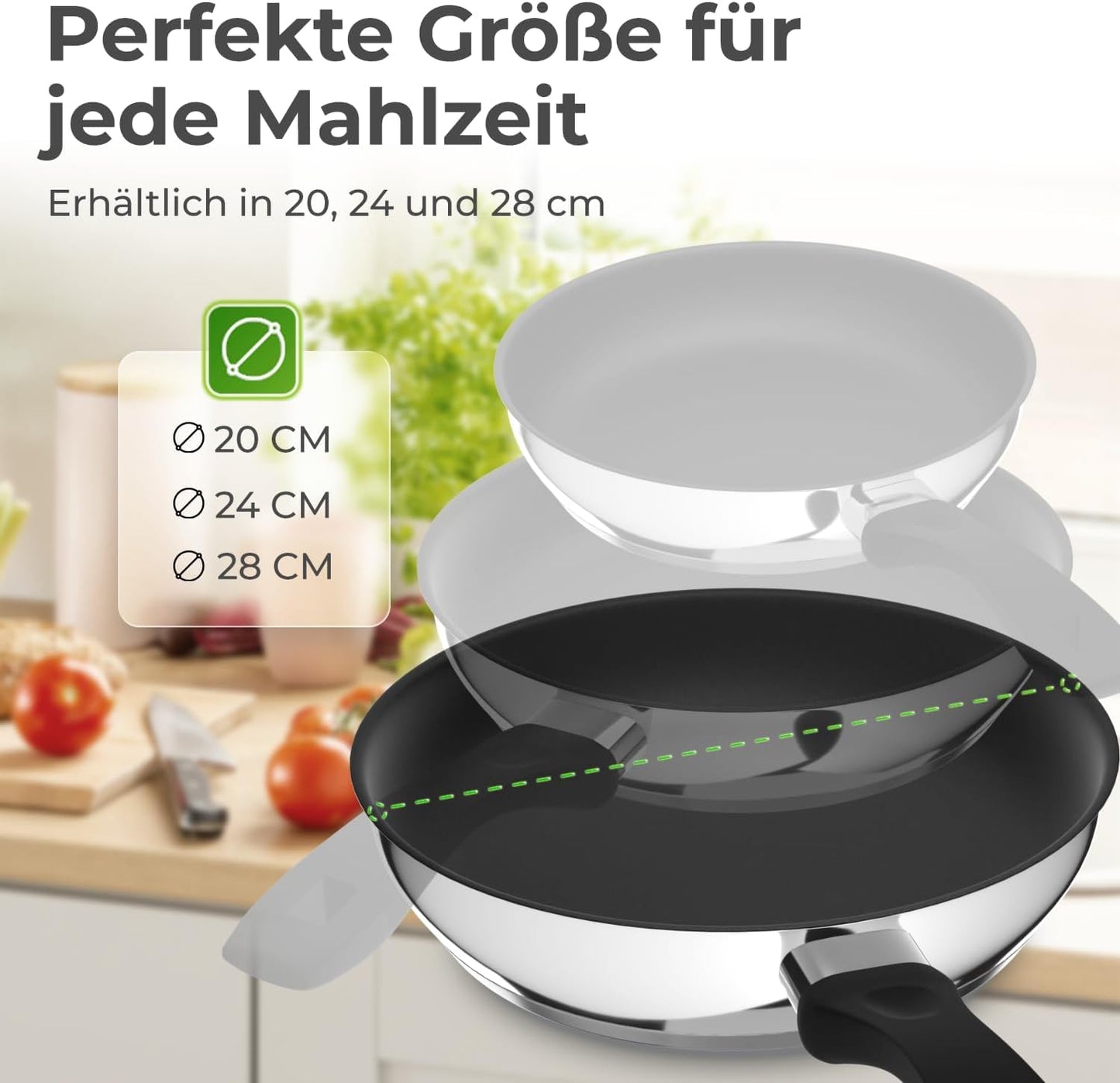 Pfannenset Induktion antihaftbeschichtet (2er Set), Pfannenset 2er Set (20 + 24 cm)