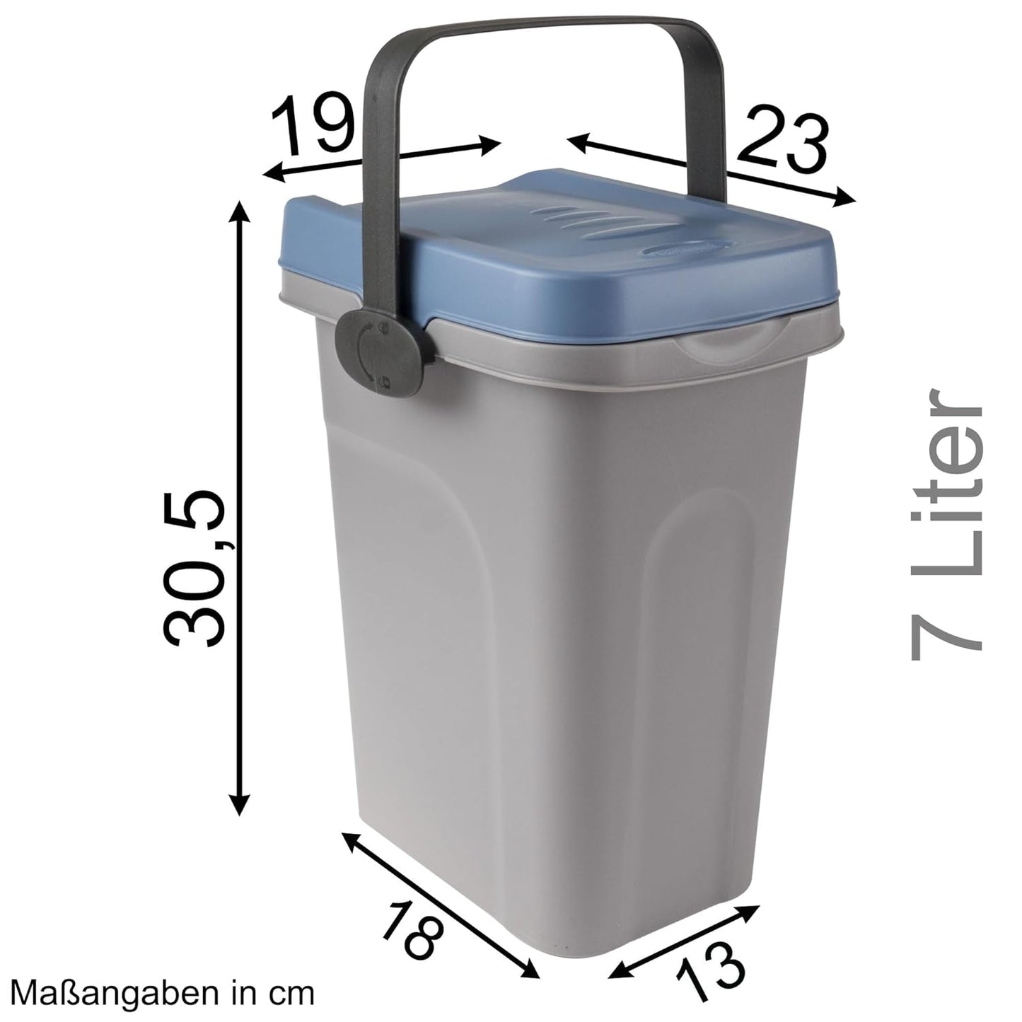 Abfalleimer mit Gummidichtung, Blau 7 Liter