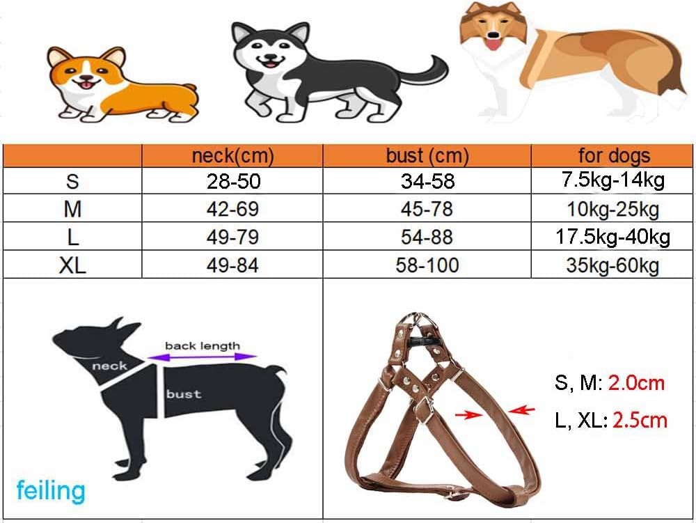 Verstellbares Hundegeschirr, S-Brust 34-58cm braun
