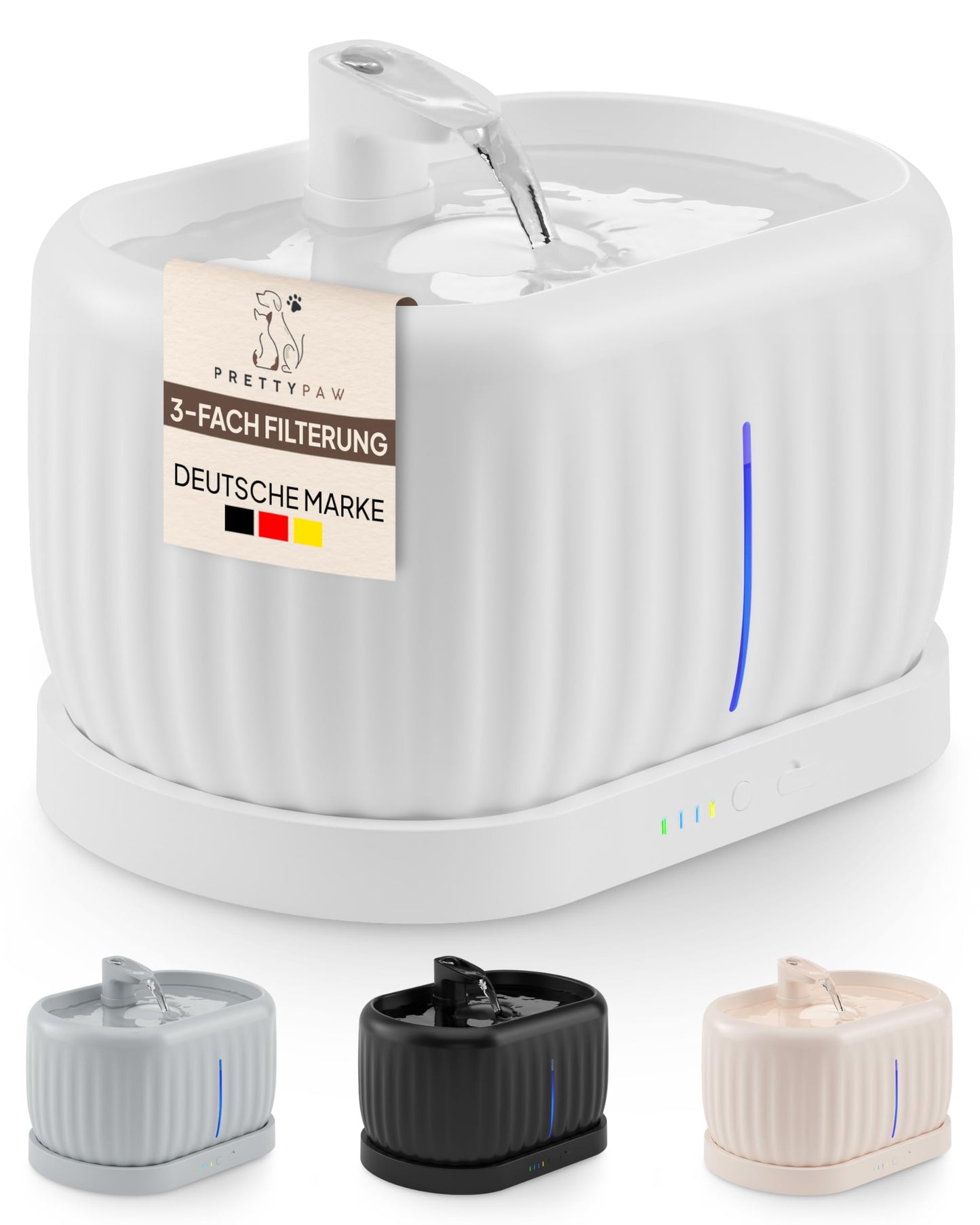 Kabelloser Katzentrinkbrunnen mit Bewegungssensor, 3L, Weiss 3L