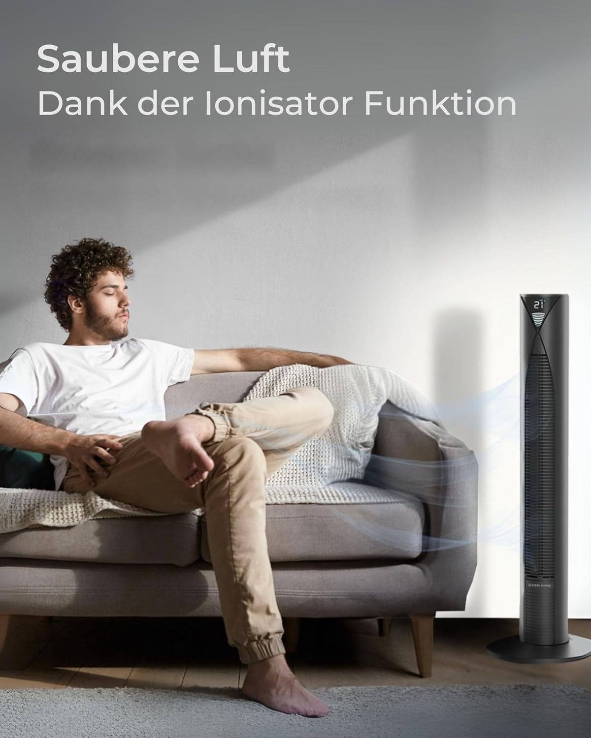 Turmventilator CF2205 mit Fernbedienung, Schwarz