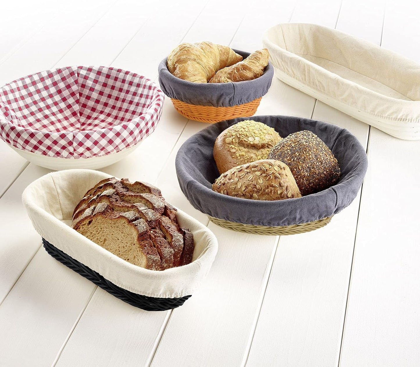 Gärkörbchen-Set, Oval, Ca. 27,5 Cm, mit Bezug Länge: 27,5 cm