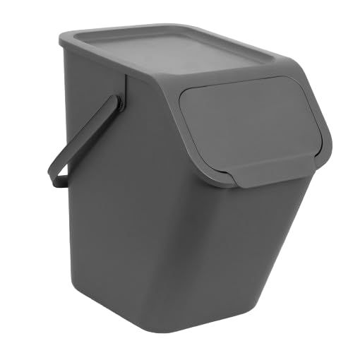 Mülltrennsystem Mülleimer-Set mit Biofilter (2x25l), 2x25l + Bioaktivkohlefilter Grau