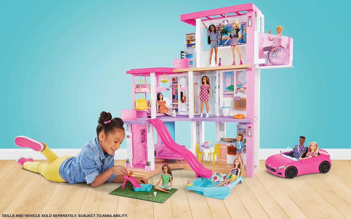 Dream House Puppenhaus mit Pool und Rollstuhllift, Violett