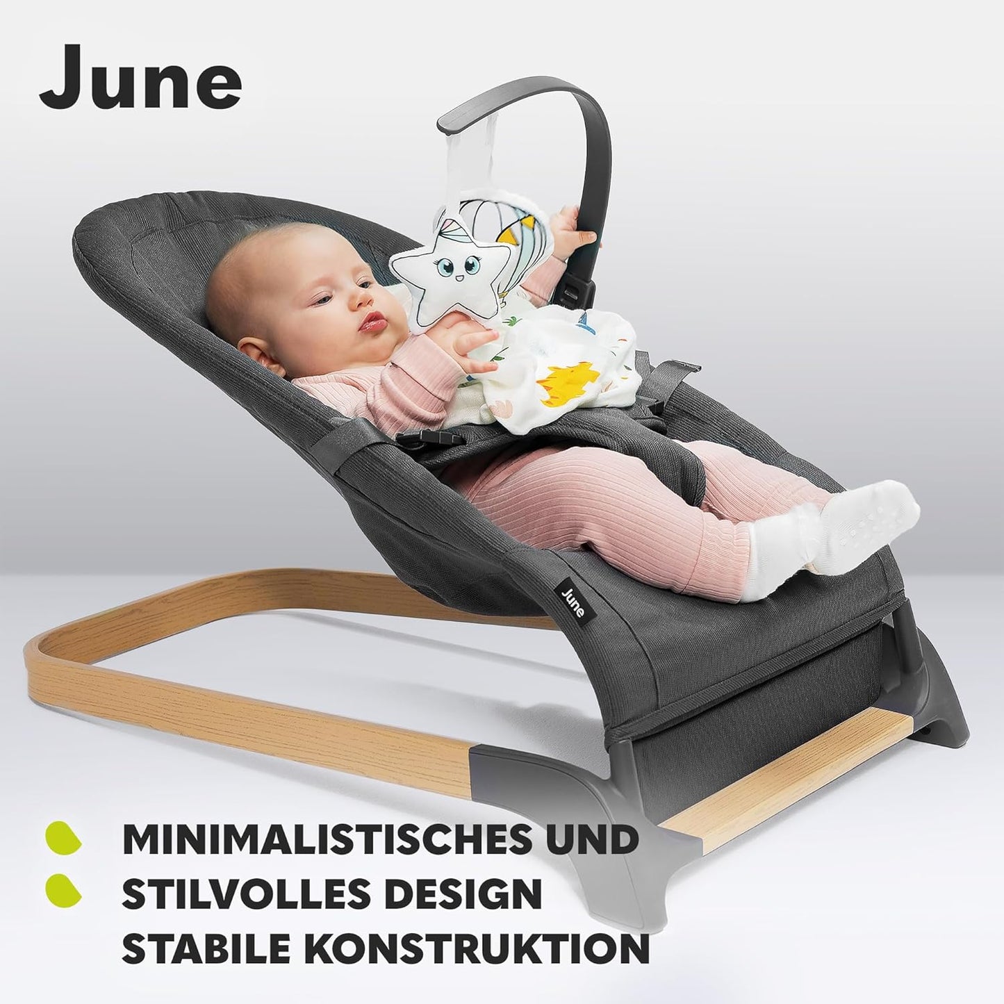 Babywippe - June, Grau Stein 1 Stück (1er Pack)