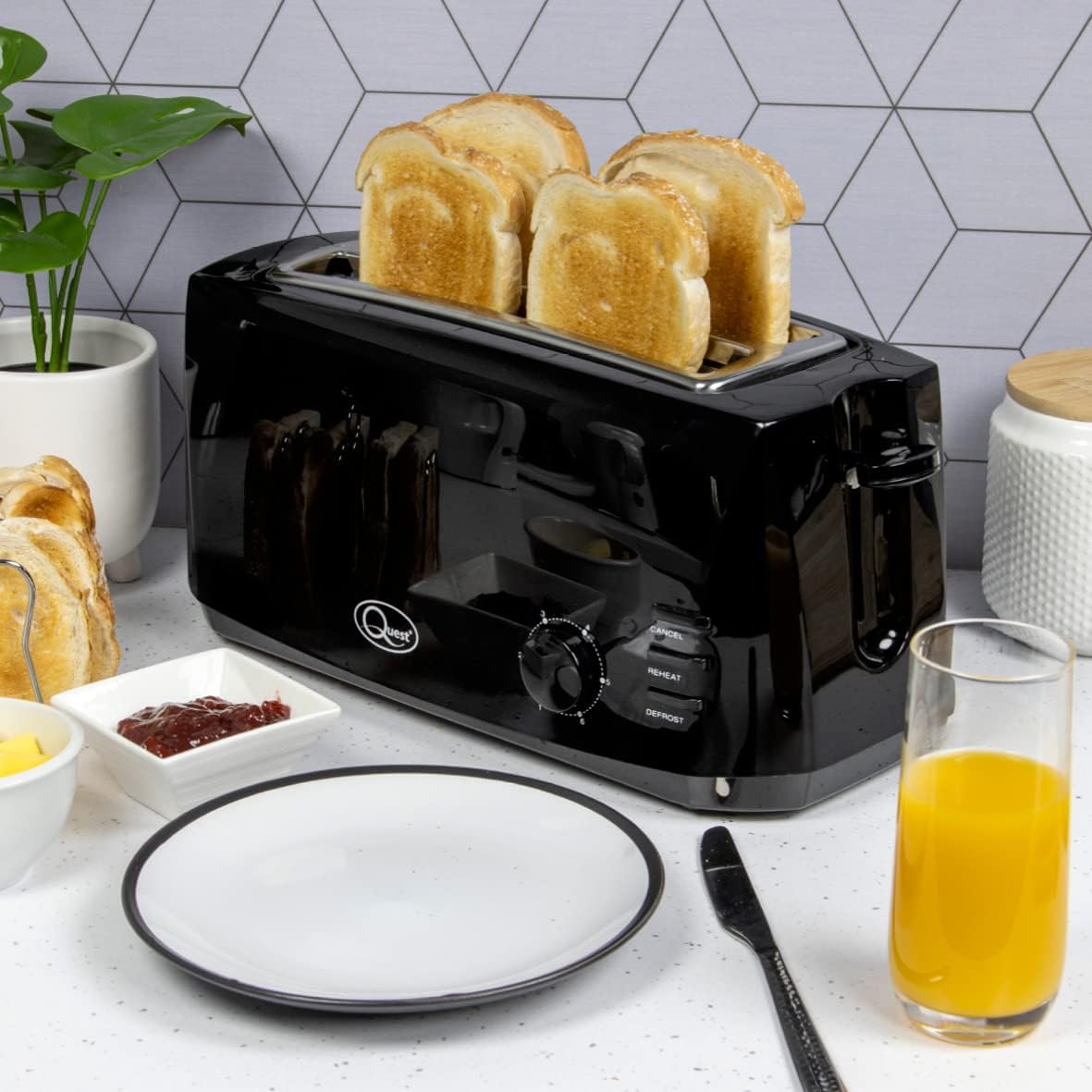 4-Scheiben Langschlitz-Toaster mit Auftaufunktion