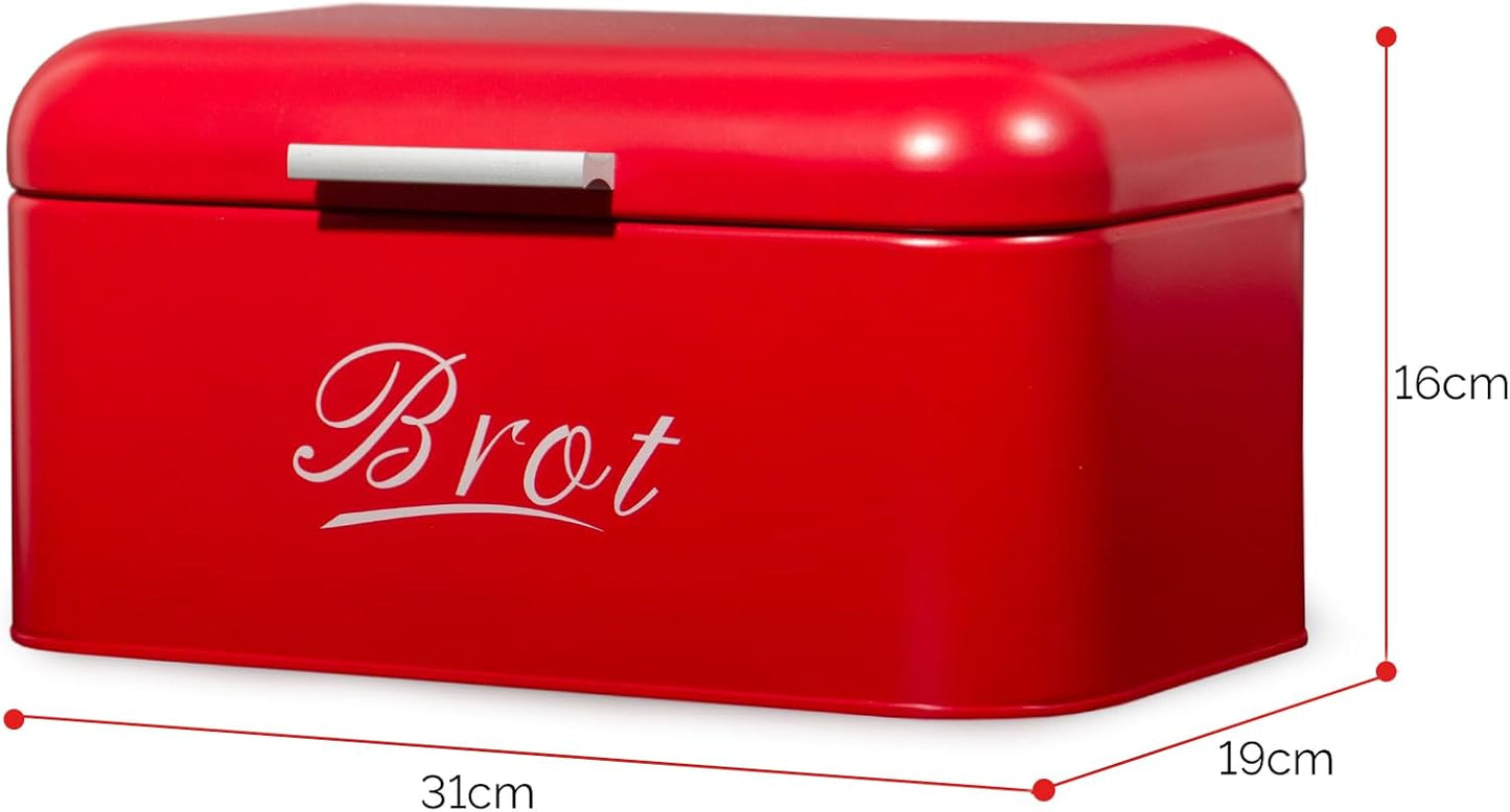 Brotkasten mit Deckel im Retro-Design, Rot-31cm