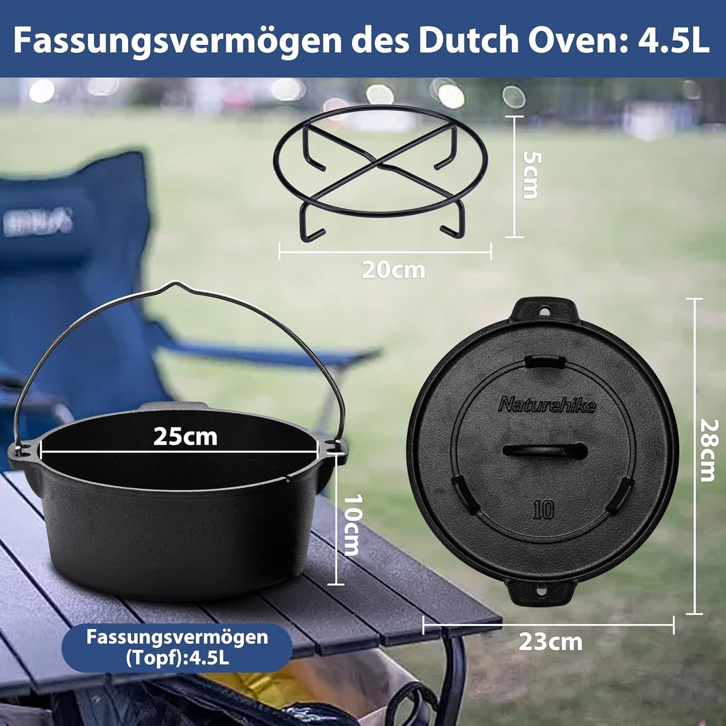 Dutch Oven mit Deckel, Schwarz