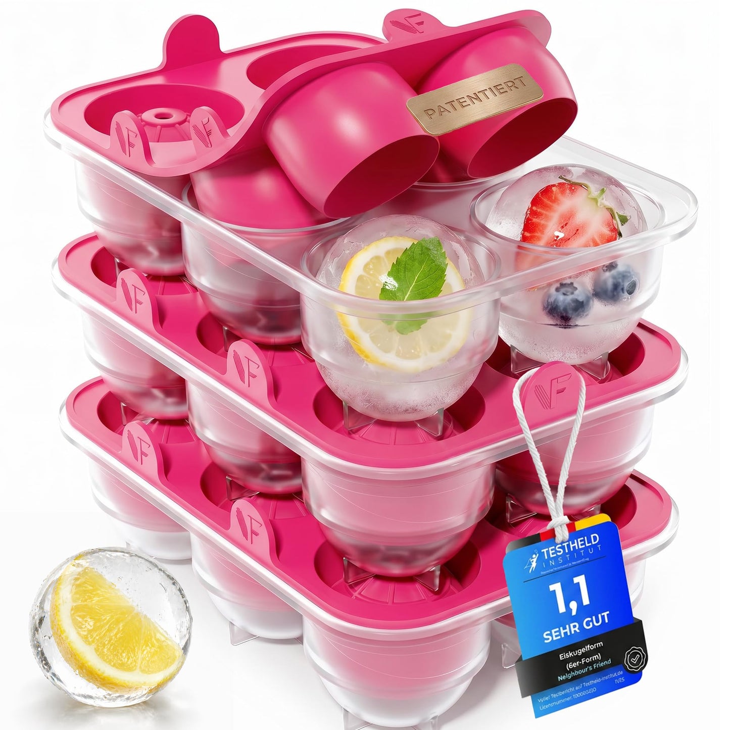 Eiskugelform XL, Pink 03x Kugel