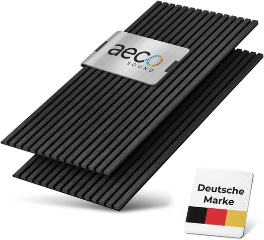 2 Stück 3D Akustik-Wandpaneele (120x60cm), 2 Stück / Techwood auf schwarzem Akustikfilz, 120x60cm