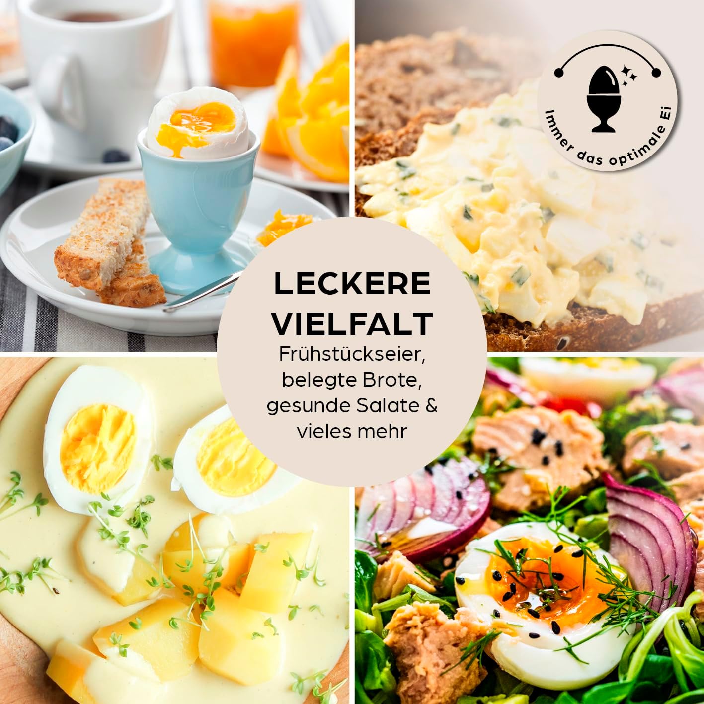 Eierkocher für 6 Eier mit Härtegradeinstellung, 6 Eier Schwarz