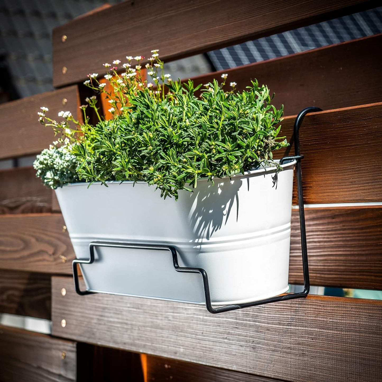 Blumentopfhalter für Geländer & Balkon, Breite: 14 cm