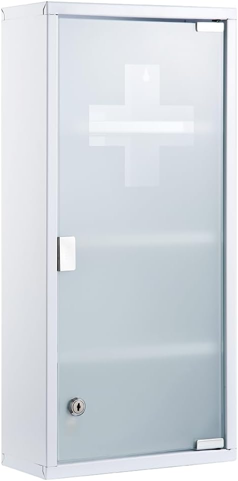 Medizinschrank aus Edelstahl, Weiß - 4 Fächer