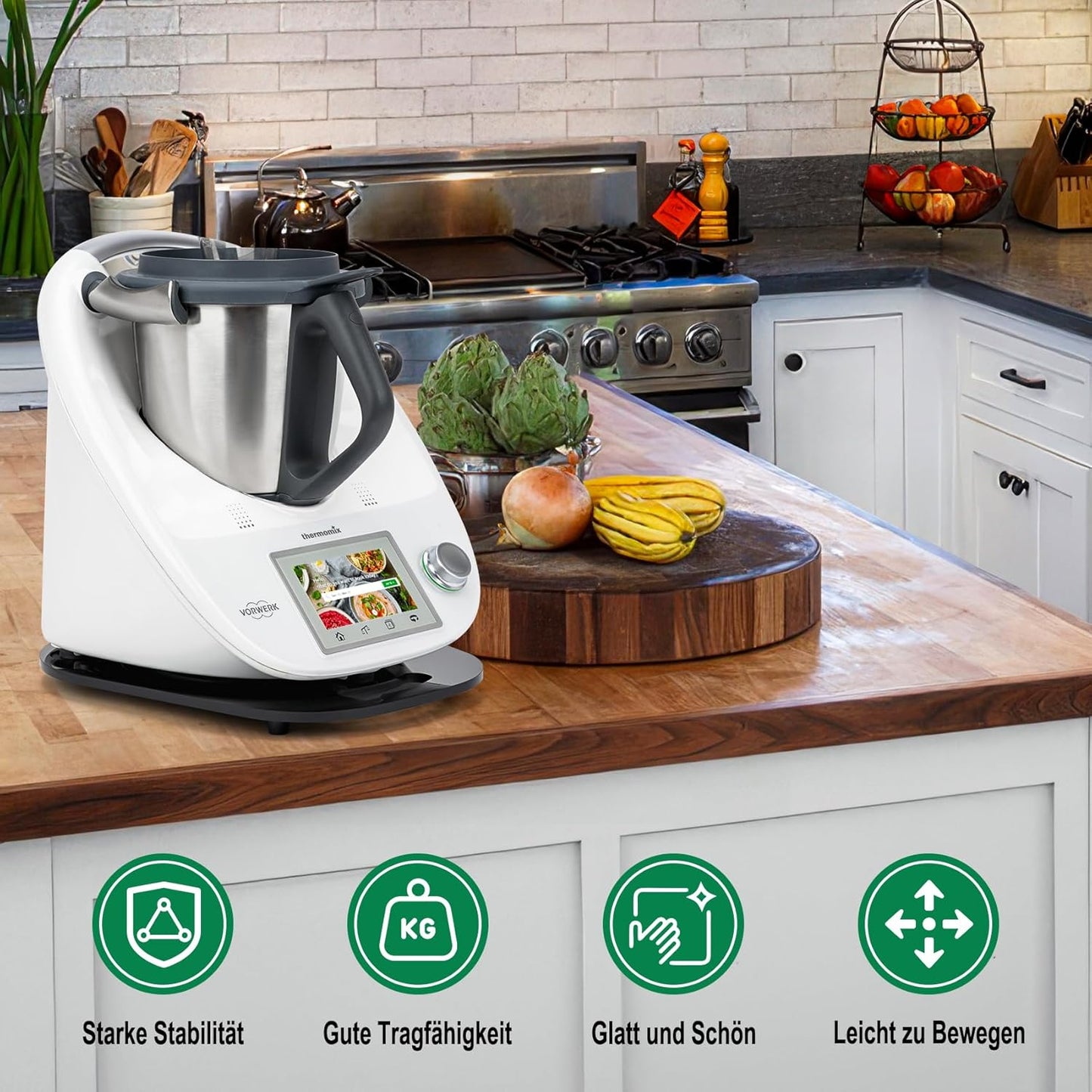 Gleitbrett für Thermomix TM6/TM5, Glänzend Schwarz - Acryl