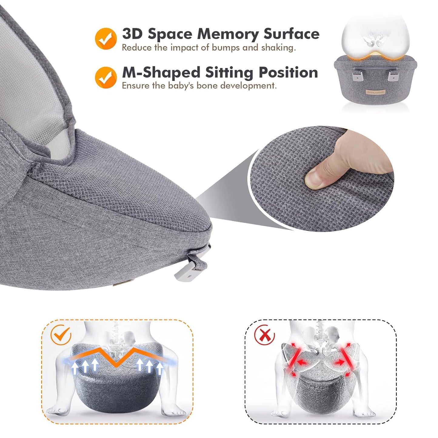 Ergonomische 9-in-1 Babytrage für Neugeborene, Grau