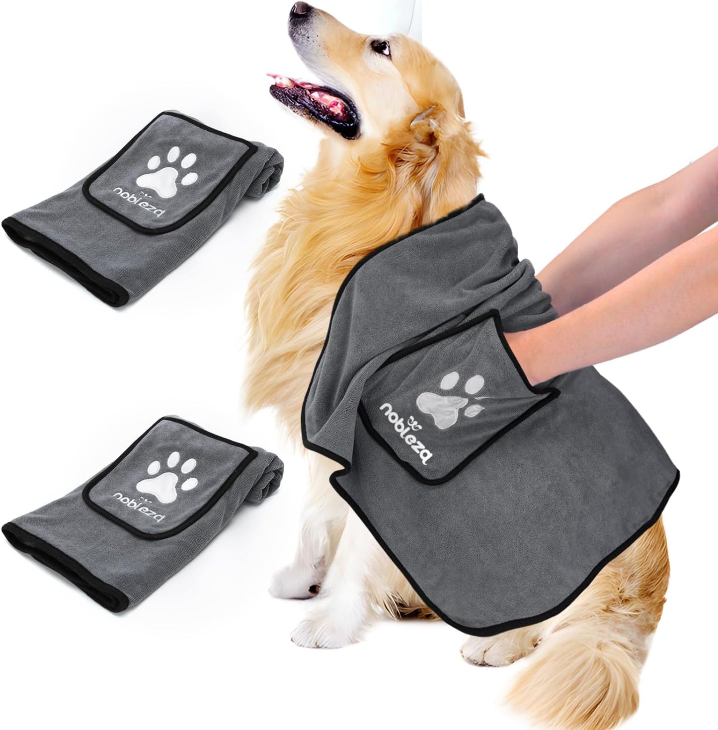 2er Set Hundehandtücher, 2 Stück L106*W66cm Dunkelgrau