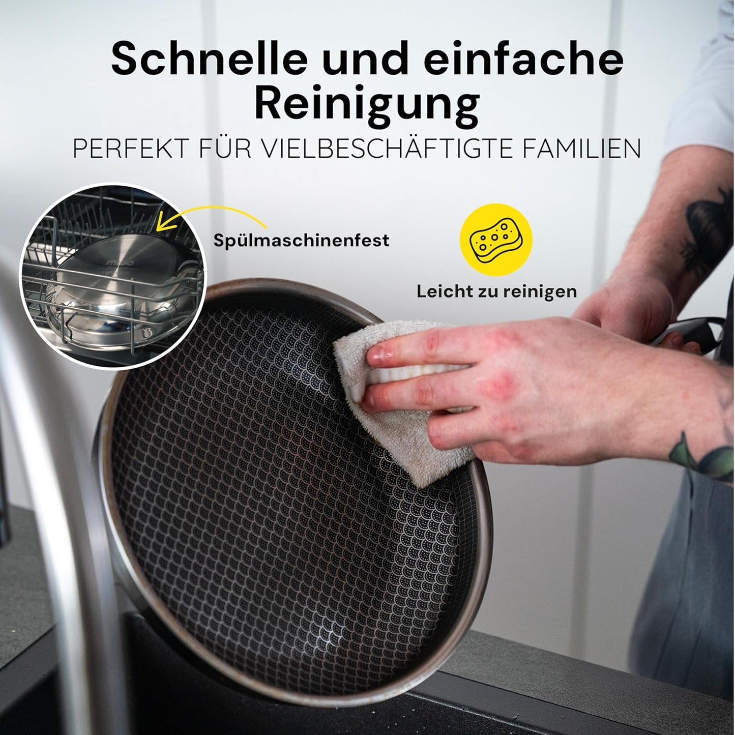 Keramik Antihaftpfanne 24 cm, kratzfest & backofenfest, Pfanne 24 cm