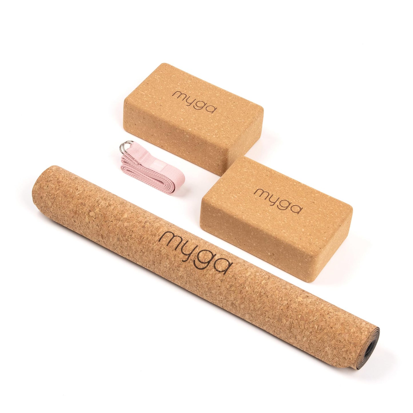 Yoga-Starter-Set mit Matte, Blöcken & Gurt, Rosa