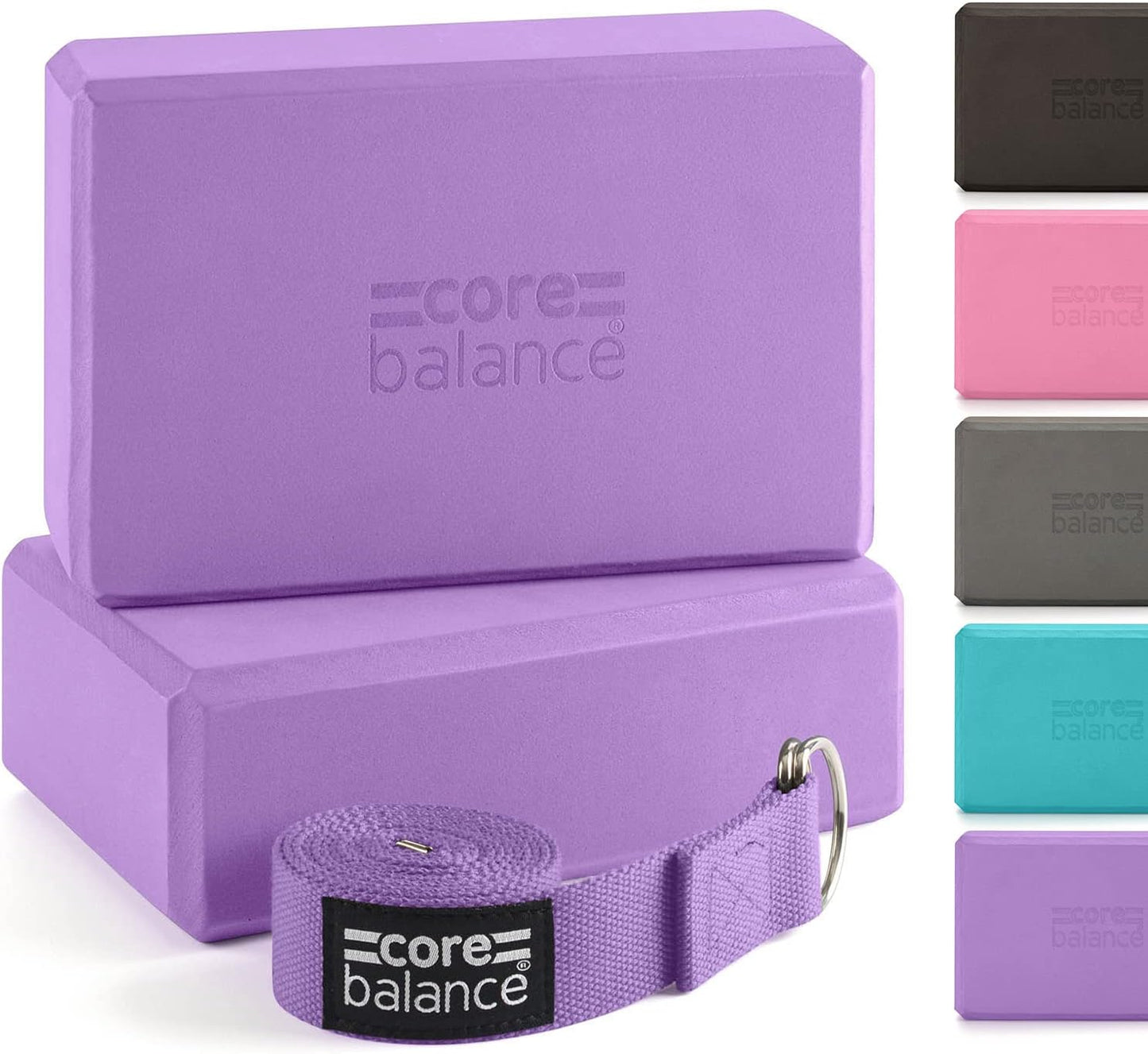 2er-Set Yoga-Block mit Gurt, Violett