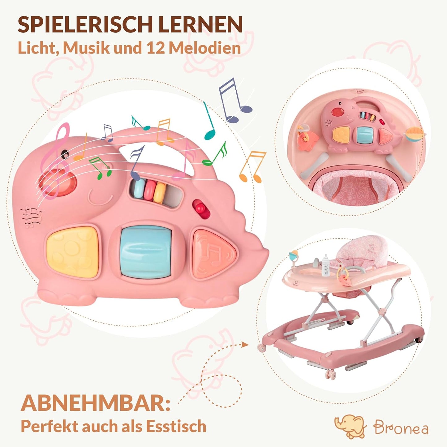 5-in-1 Babywalker Gehfrei mit Musik & Licht