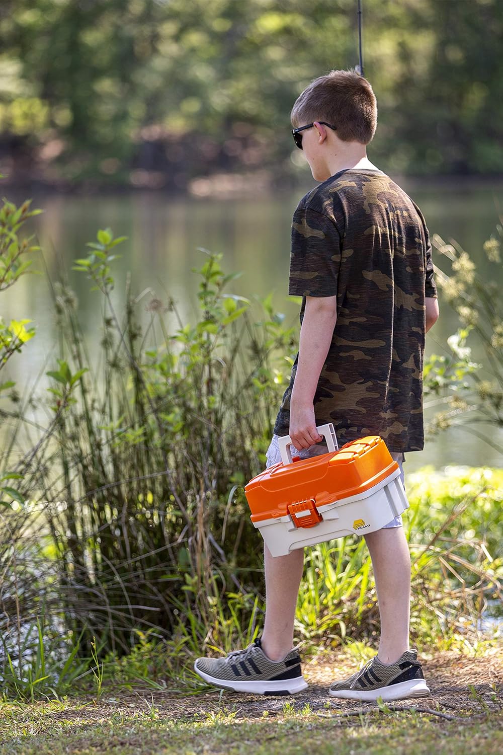 Tackle Box für Angelzubehör mit drei Tabletts, Drei - Tablett Orange/Braun