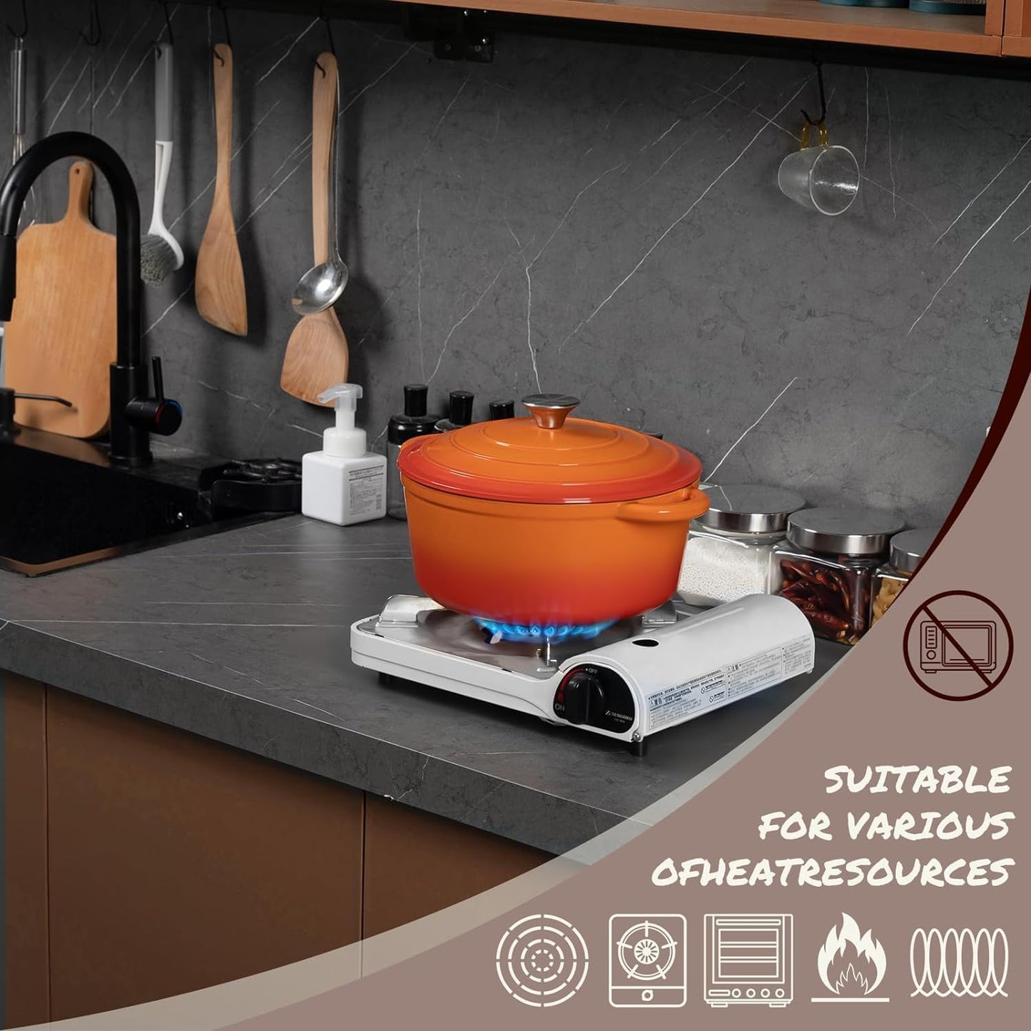 Gusseisen-Schmortopf mit Deckel, 26cm-5.2L Orange