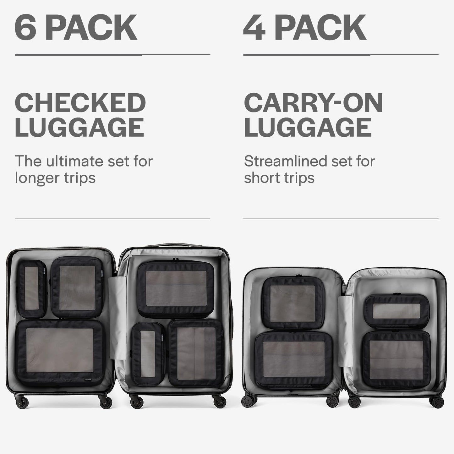 Kompressions-Verpackungswürfel-Set, 6-Pack Schwarz